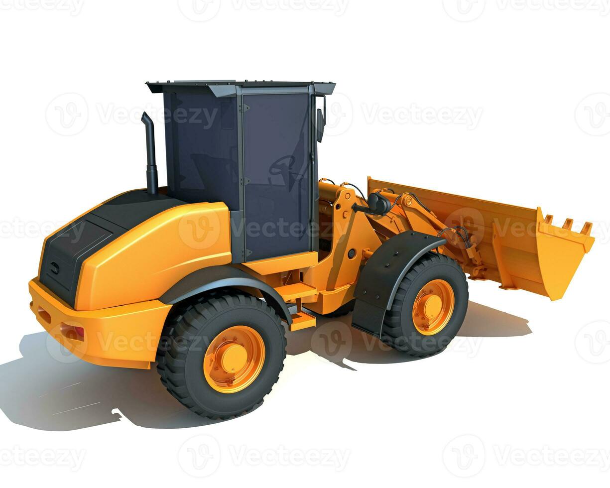 Wheel Loader construction machinery 3D rendering on white background photo