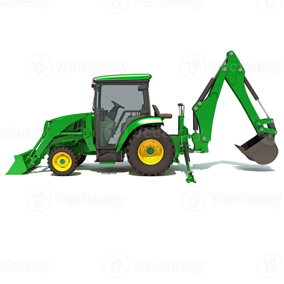 Backhoe Loader 3D rendering on white background photo