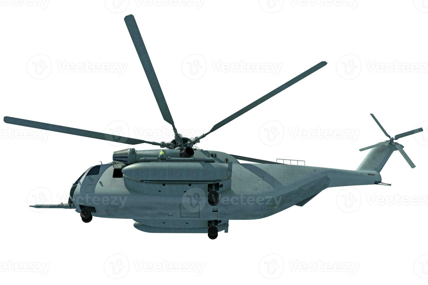 Military transport helicopter 3D rendering on white background photo