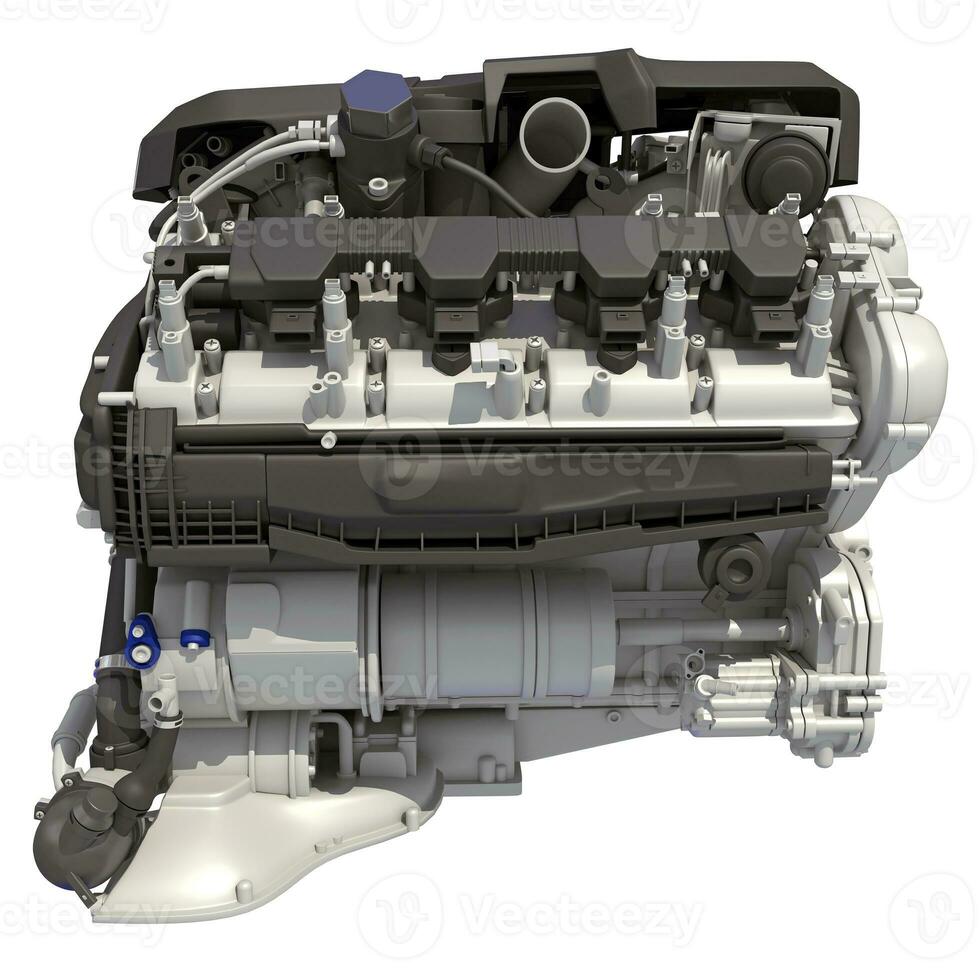 Car Engine 3D rendering on white background photo