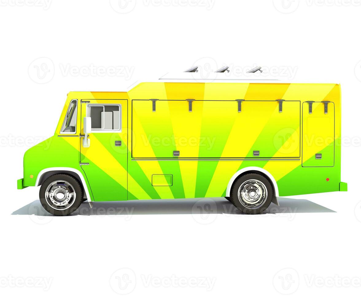 Food Truck 3D rendering on white background photo