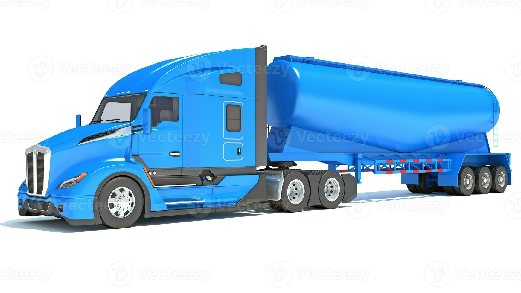 Truck with Tank Trailer 3D rendering on white background photo