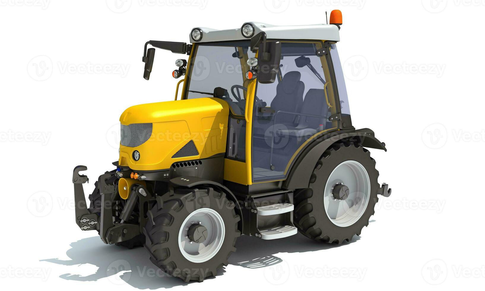 Farm Tractor 3D rendering on white background photo