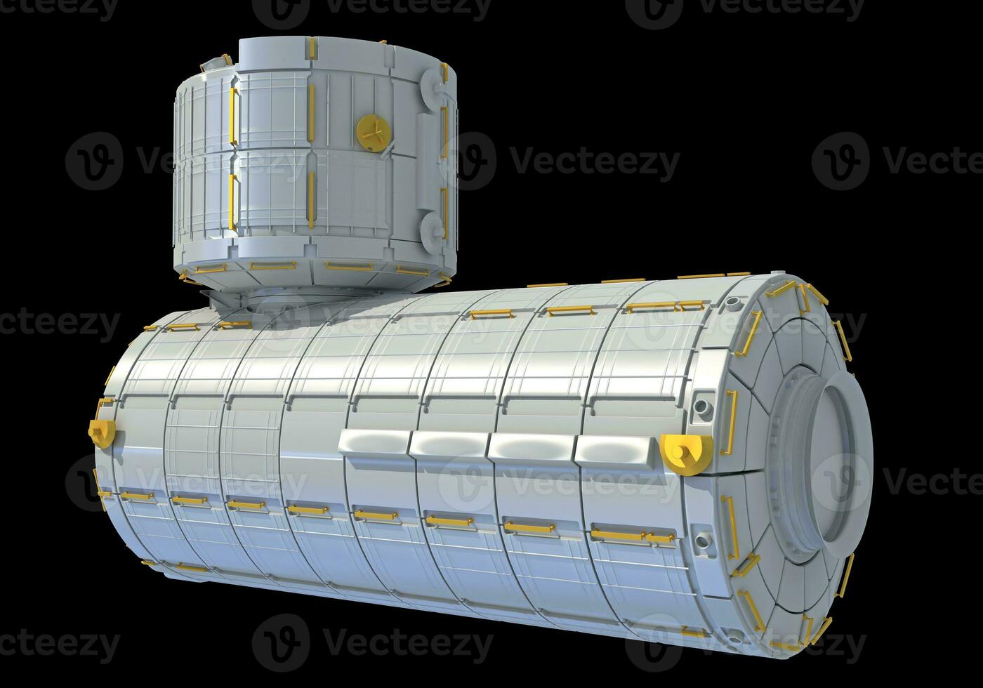 Service Module of ISS International Space Station 3D rendering on black background photo