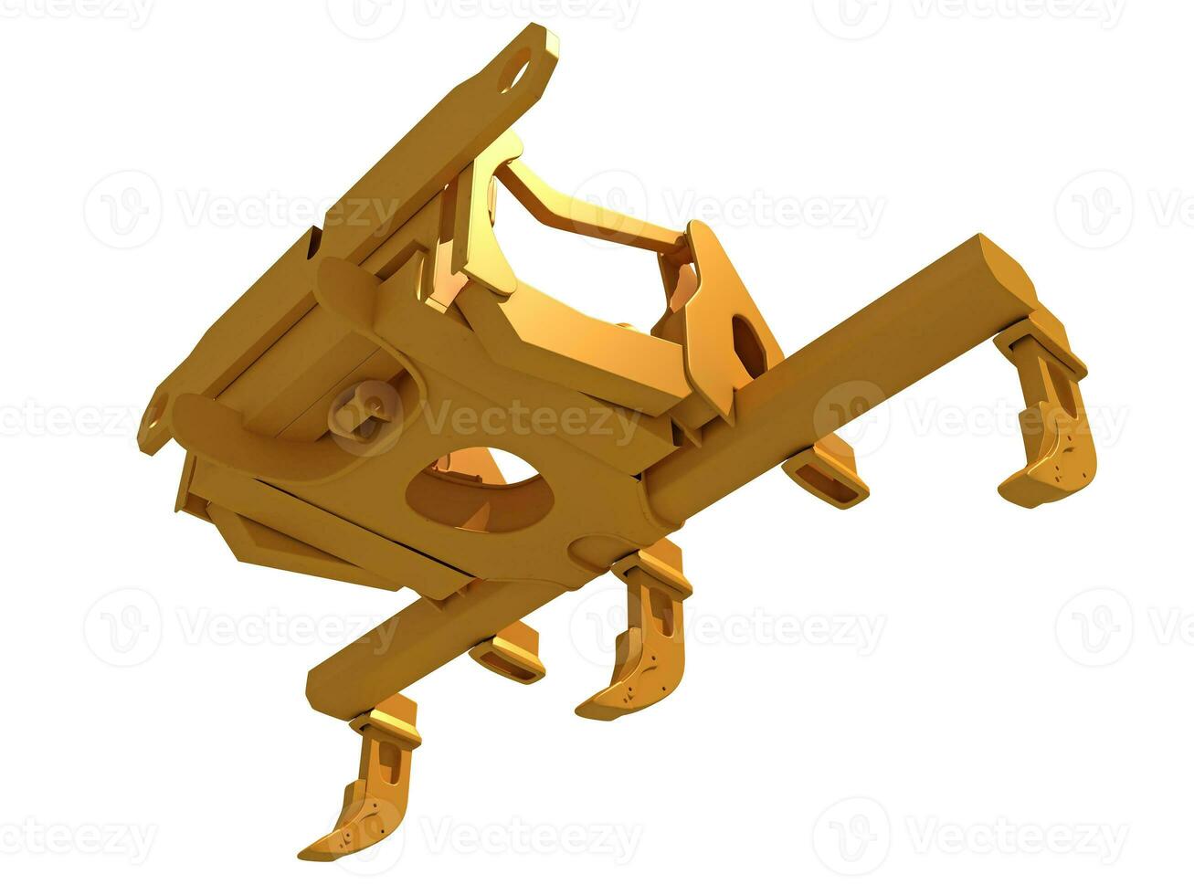 Excavator Fork Bucket heavy construction machinery 3D rendering on white background photo