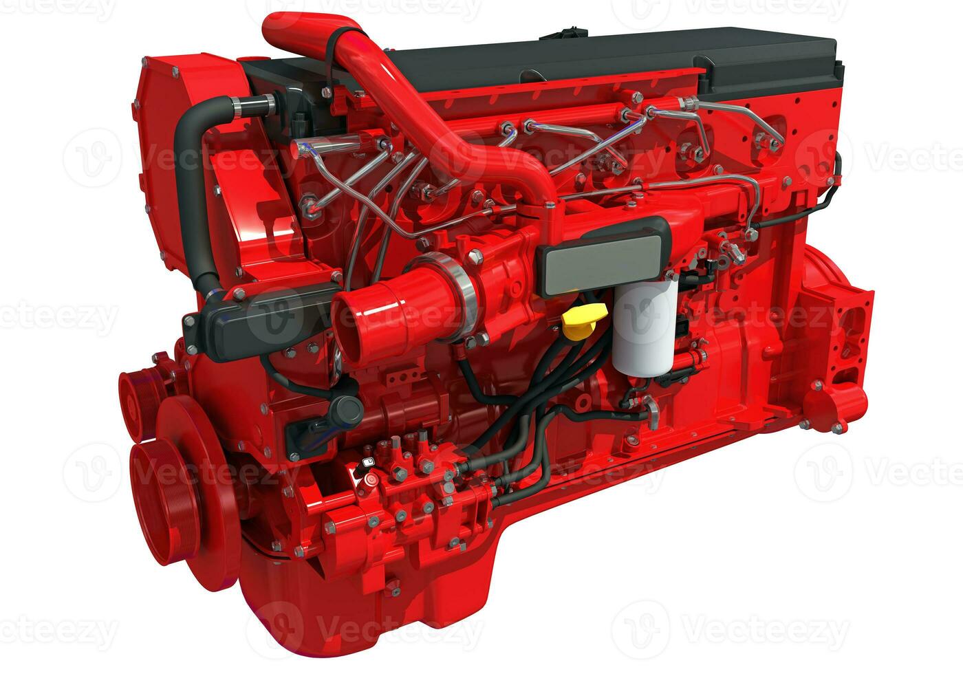 Truck engine 3D rendering on white background photo