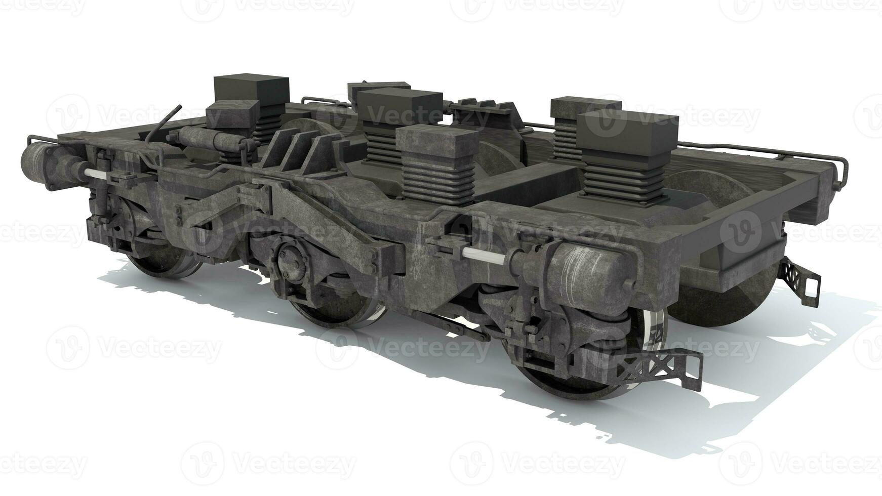 Train Wheels Bogie 3D rendering on white background photo