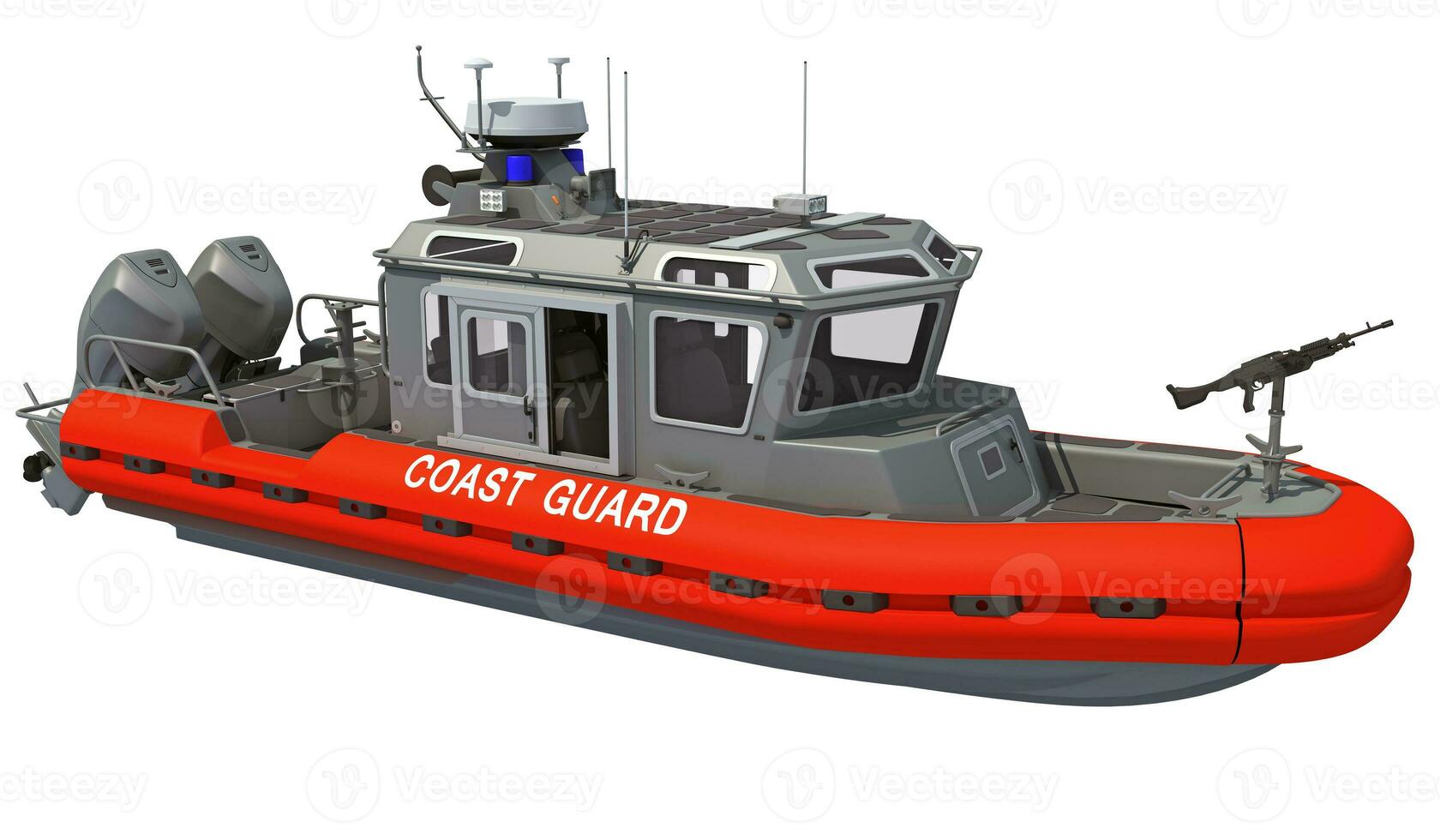 Coast Guard Defender Boat 3D rendering on a white background photo