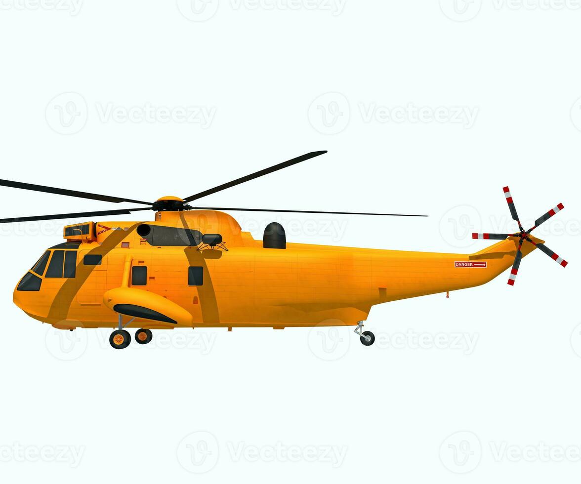 Helicopter 3D rendering on white background photo