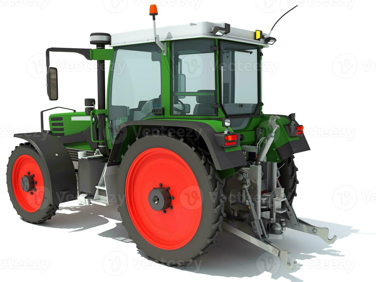 Farm Tractor 3D rendering on white background photo