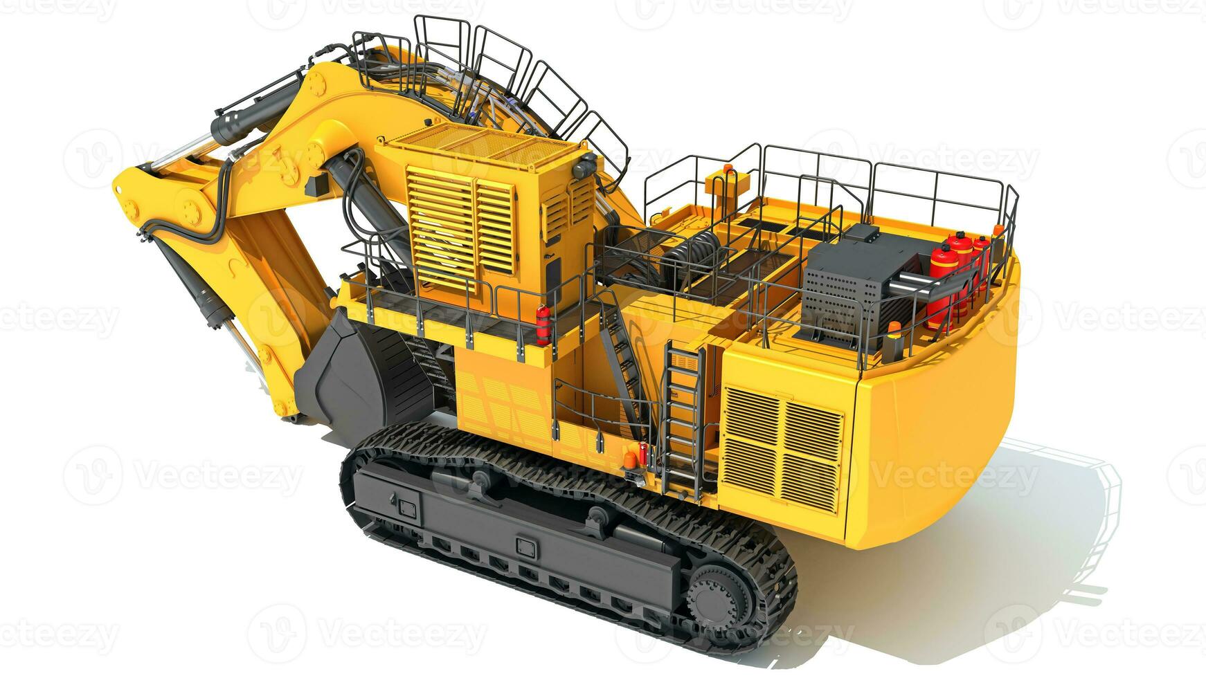 Tracked Mining Excavator Shovel heavy construction machinery 3D rendering photo