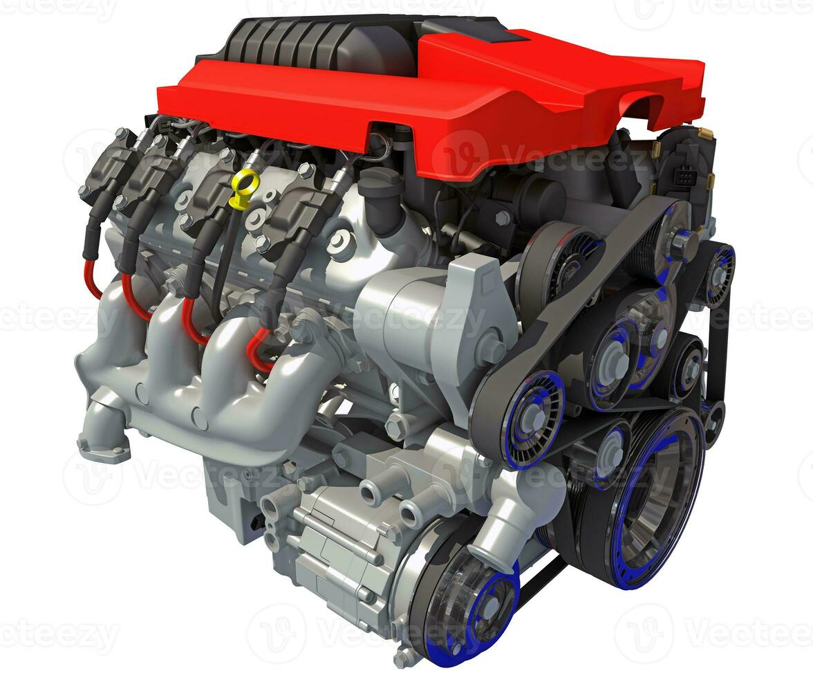 V8 Car Engine motor 3D rendering photo