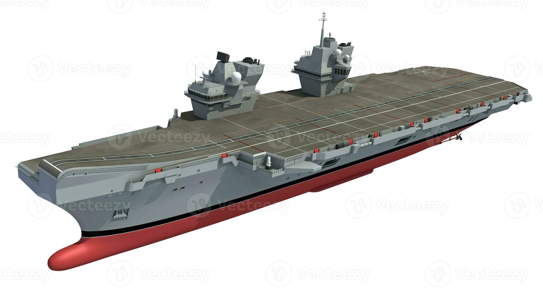 Aircraft Carrier military vessel 3D rendering ship on white background photo