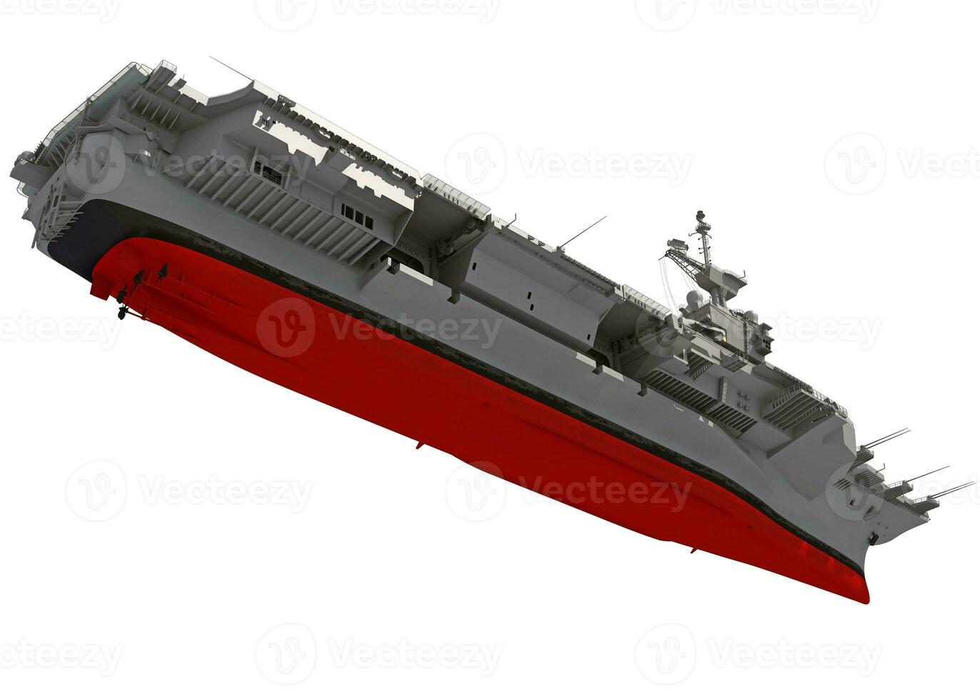 Aircraft Carrier military vessel 3D rendering ship on white background photo