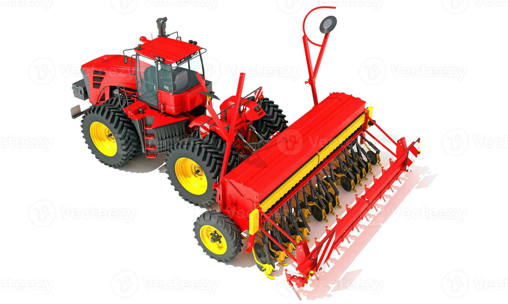 Farm Tractor with Compact Disc Harrow 3D rendering on white background photo