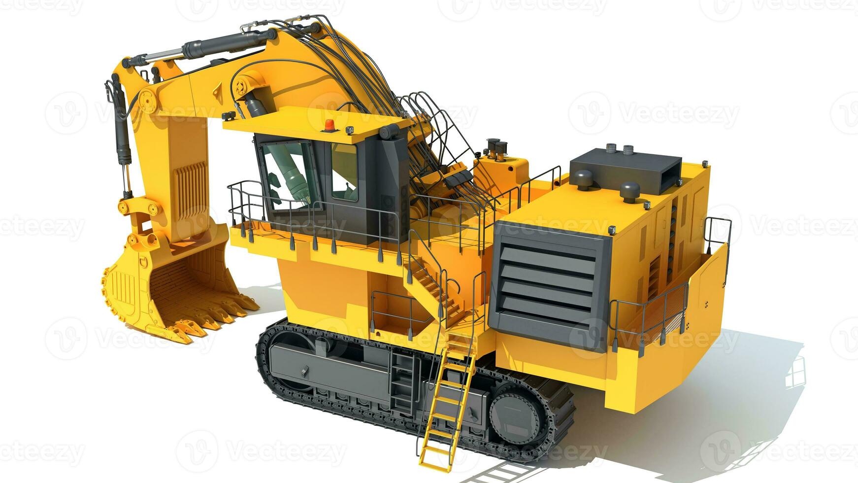 Tracked Mining Excavator heavy construction machinery 3D rendering photo