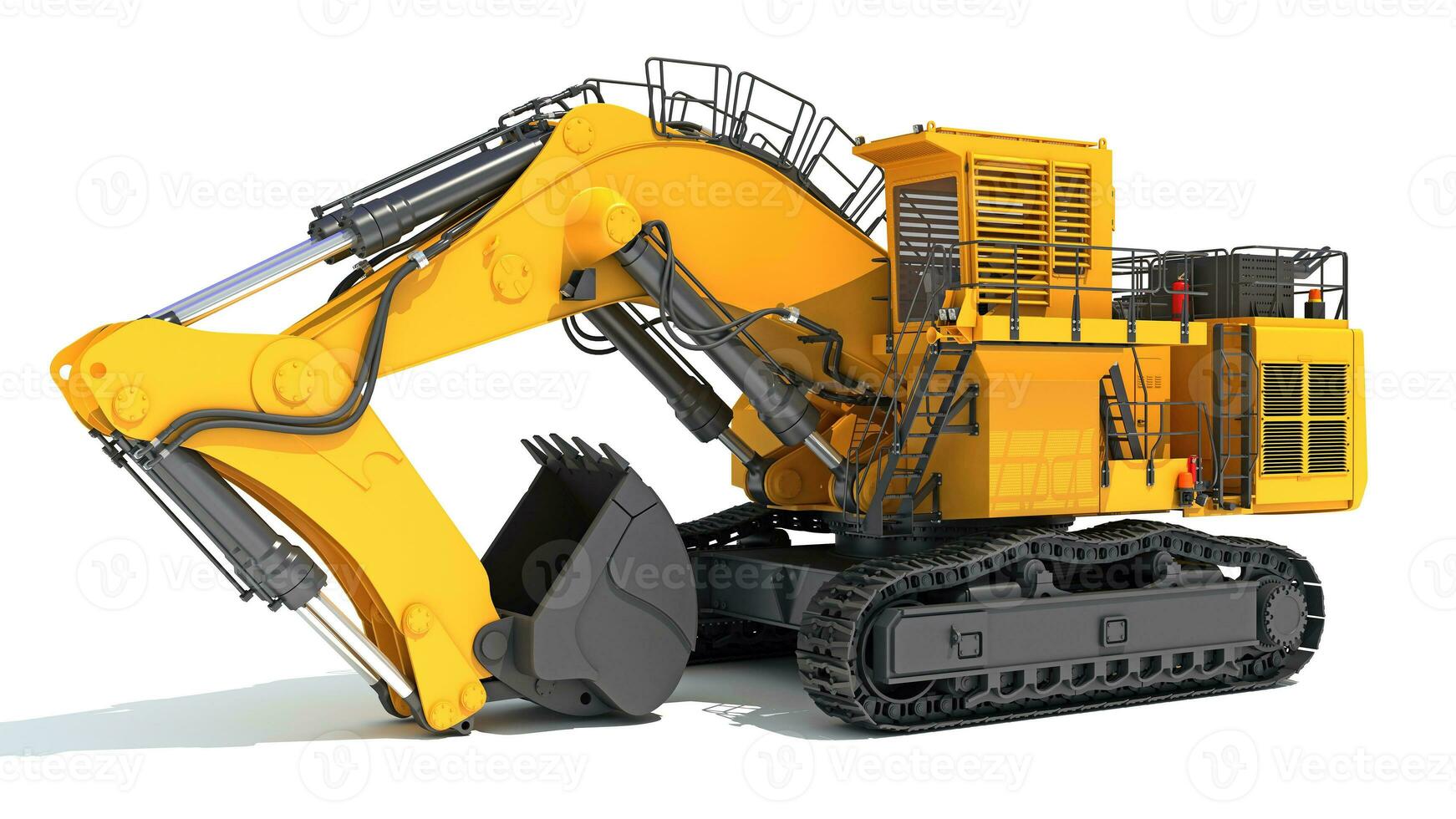 Tracked Mining Excavator Shovel heavy construction machinery 3D rendering photo