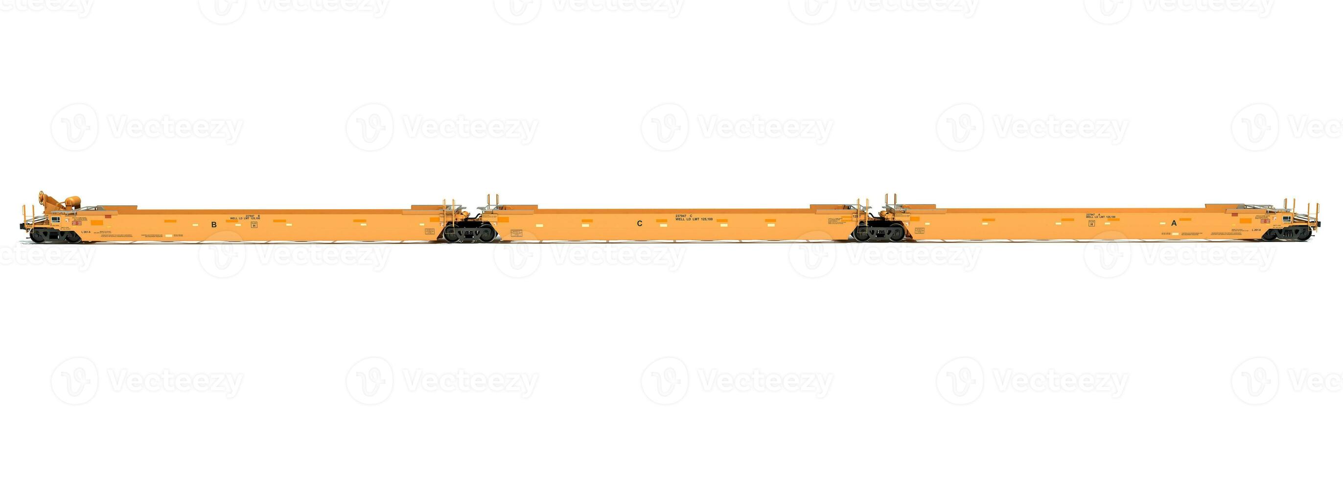 Railroad Double Stack Car 3D rendering on white background photo