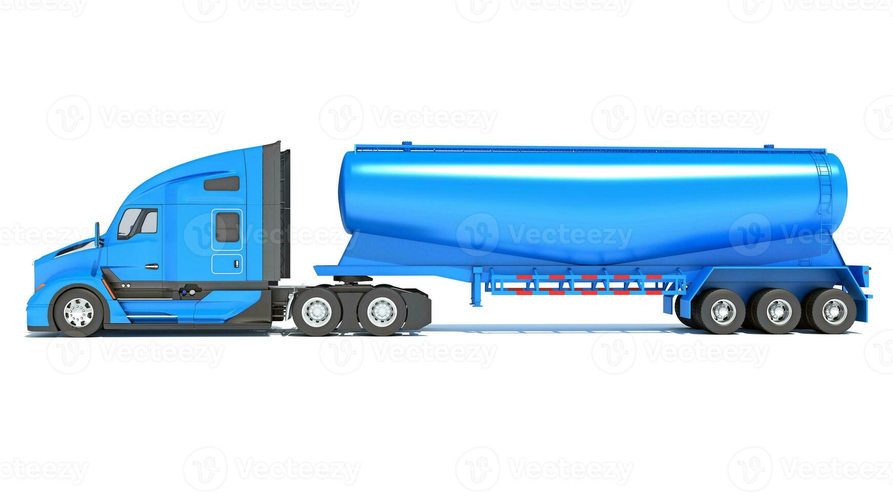 Truck with Tank Trailer 3D rendering on white background photo