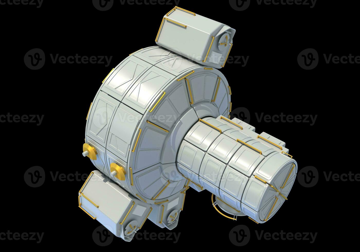 Service Module of ISS International Space Station 3D rendering on black background photo