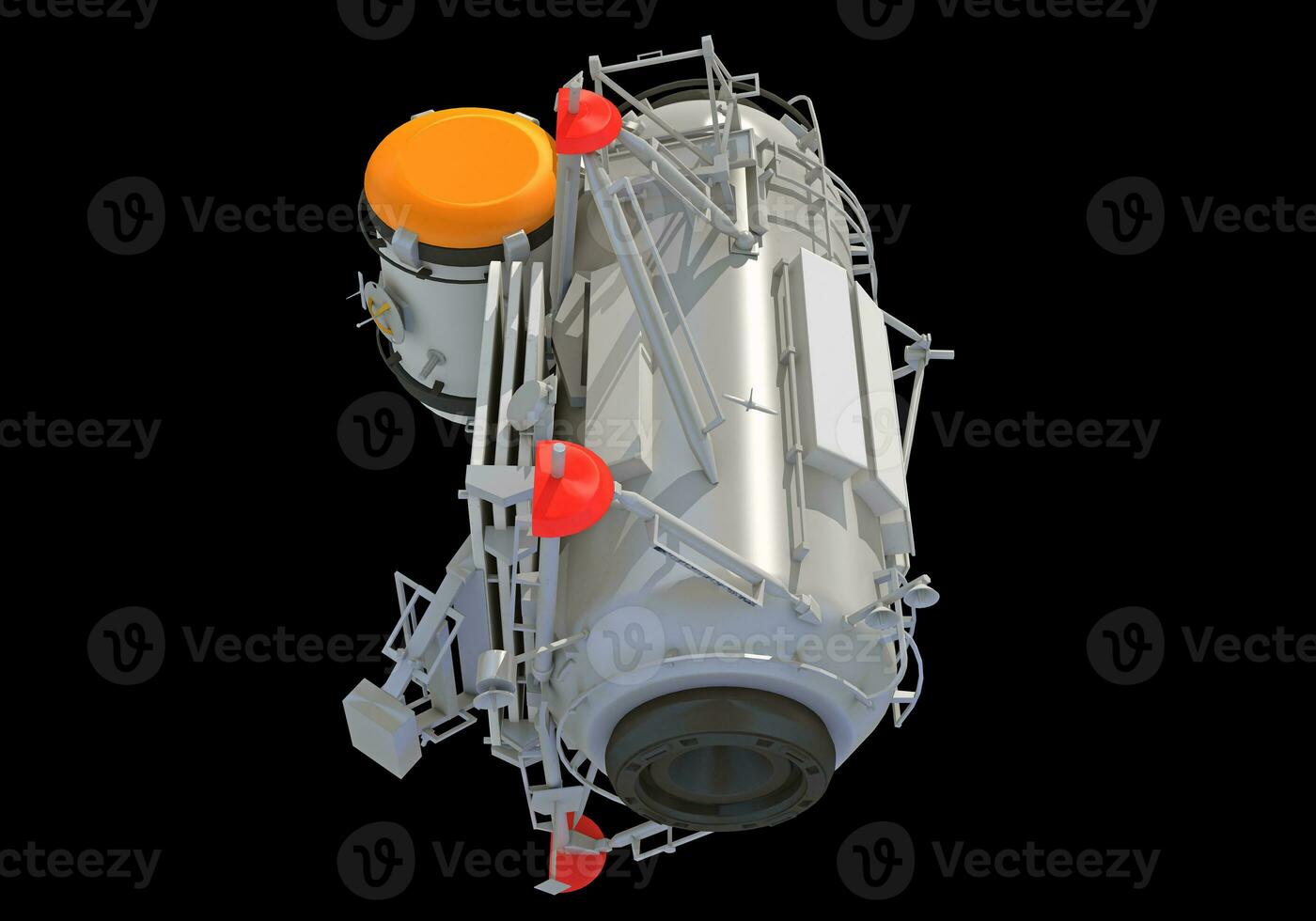 Service Module of ISS International Space Station 3D rendering on black background photo