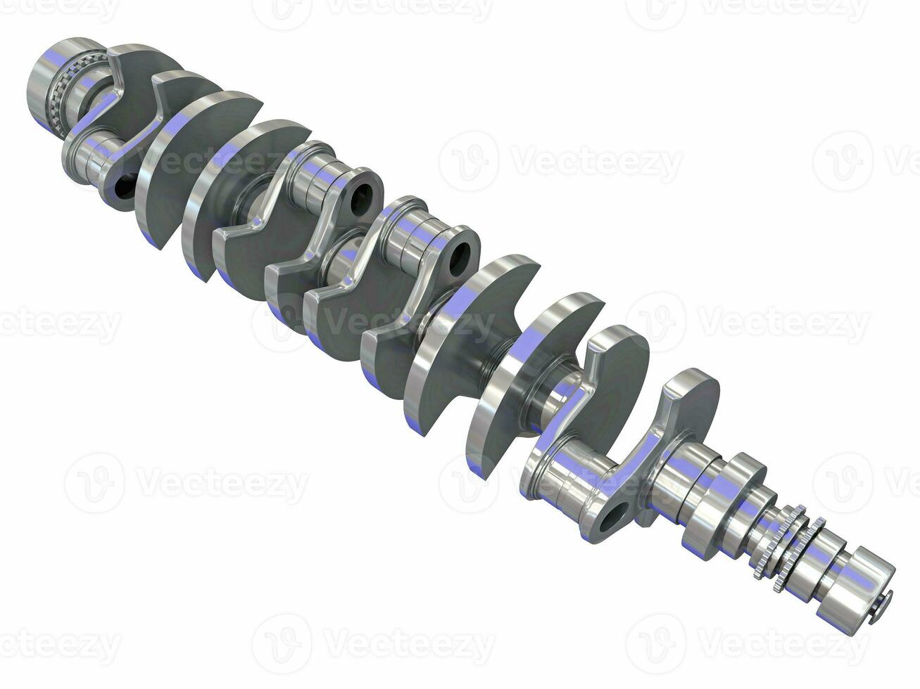 V12 Engine Crankshaft 3D rendering on white background photo