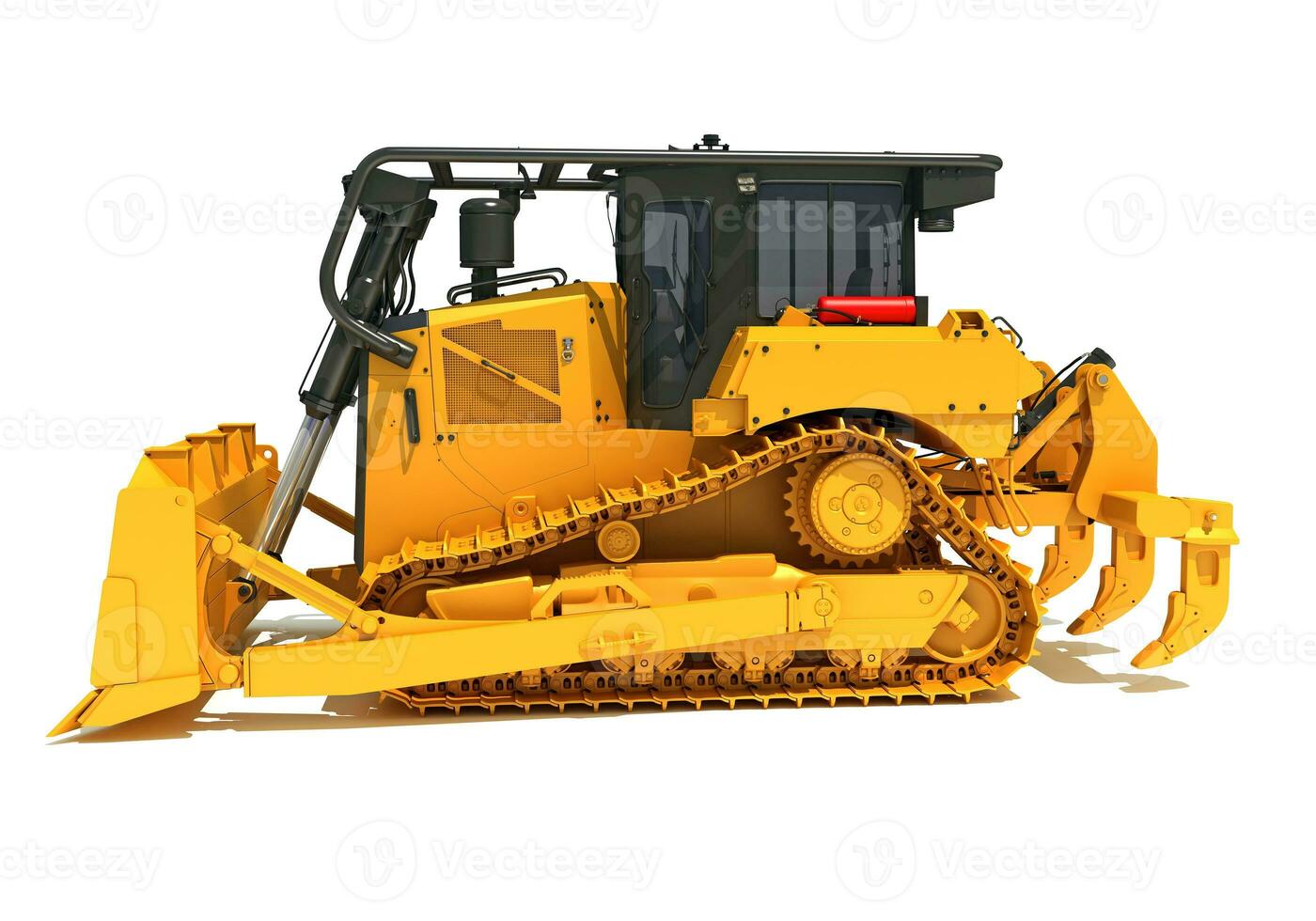 Tracked Dozer heavy construction machinery 3D rendering on white background photo