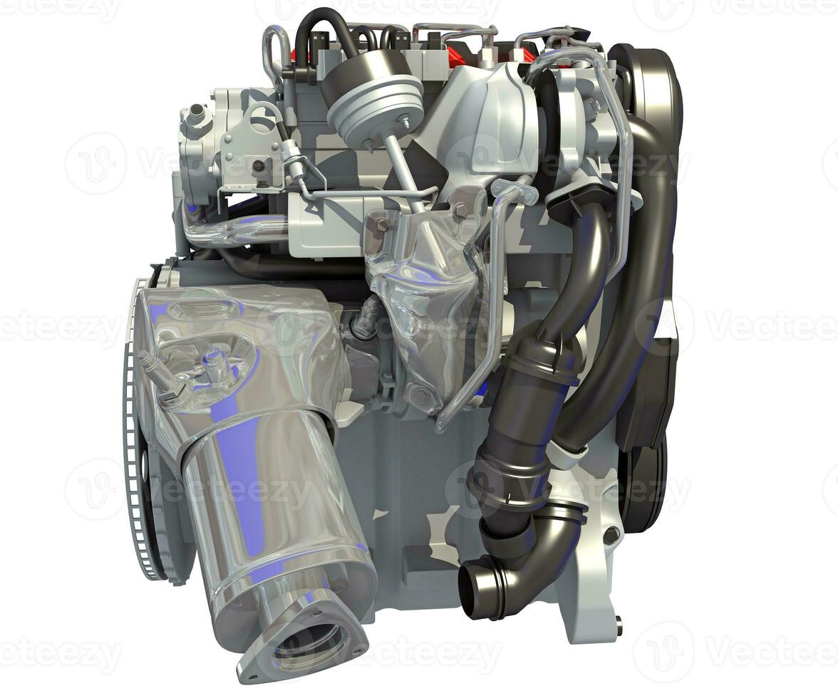 Car Engine 3D rendering on white background photo