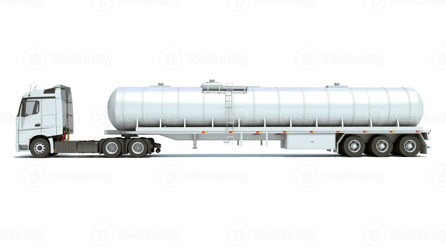 Truck with Tank Trailer 3D rendering on white background photo