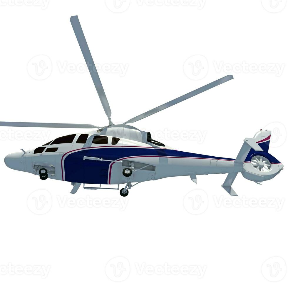 Helicopter 3D rendering on white background photo