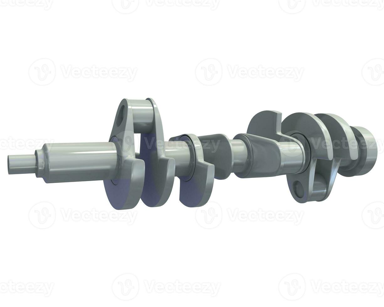 Engine Crankshaft 3D rendering on white background photo