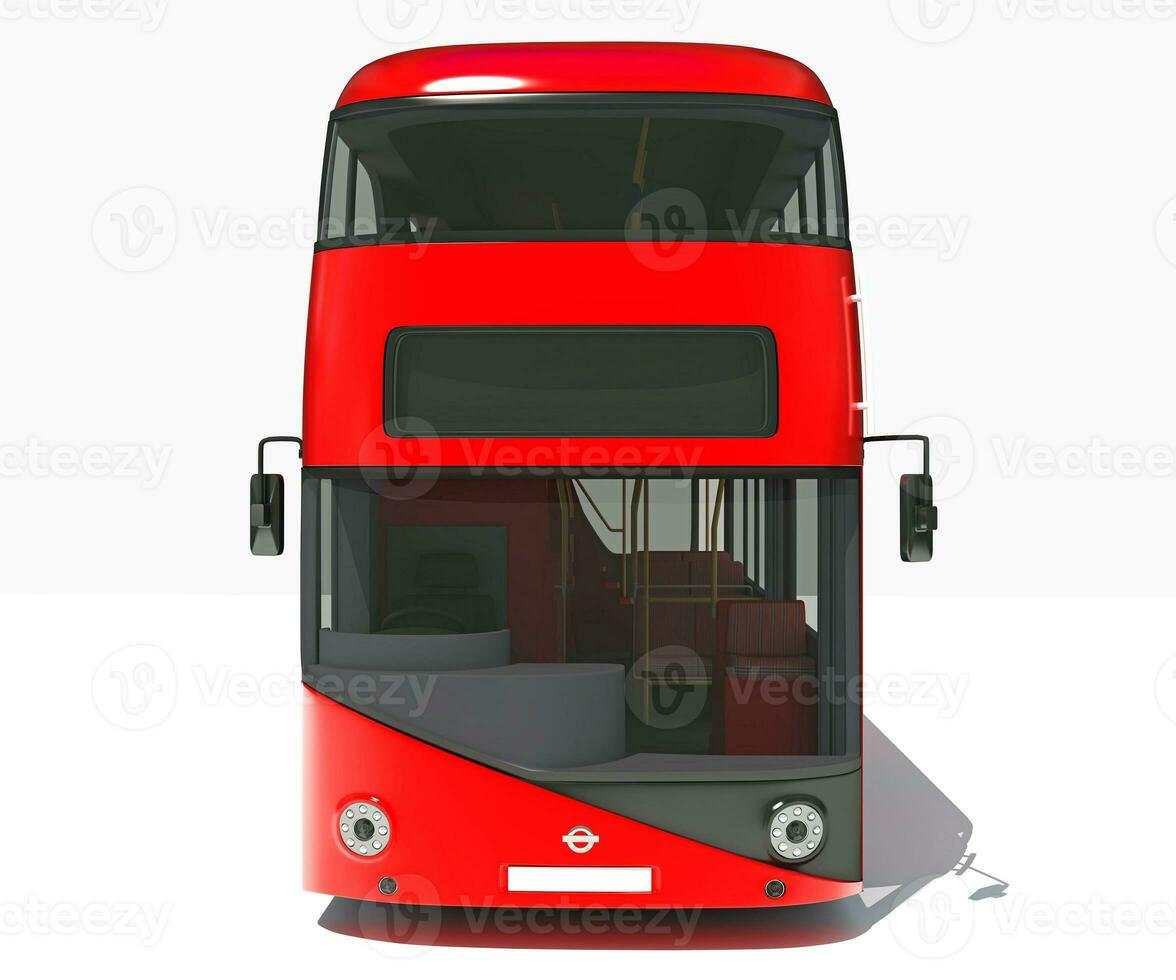 Double Decker City Bus 3D rendering on white background photo