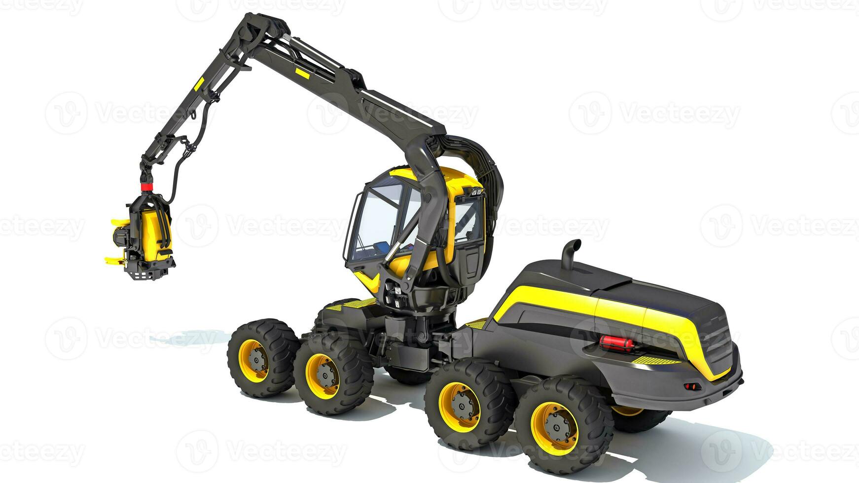 Forestry Harvester 3D rendering forest machinery on white background photo