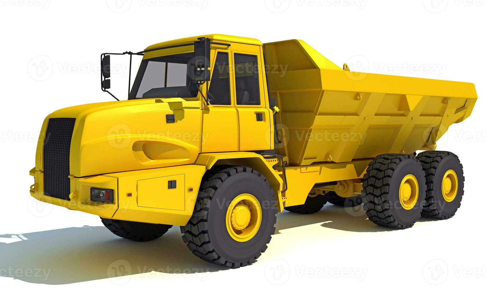 Dump Truck 3D rendering heavy construction machinery on white background photo