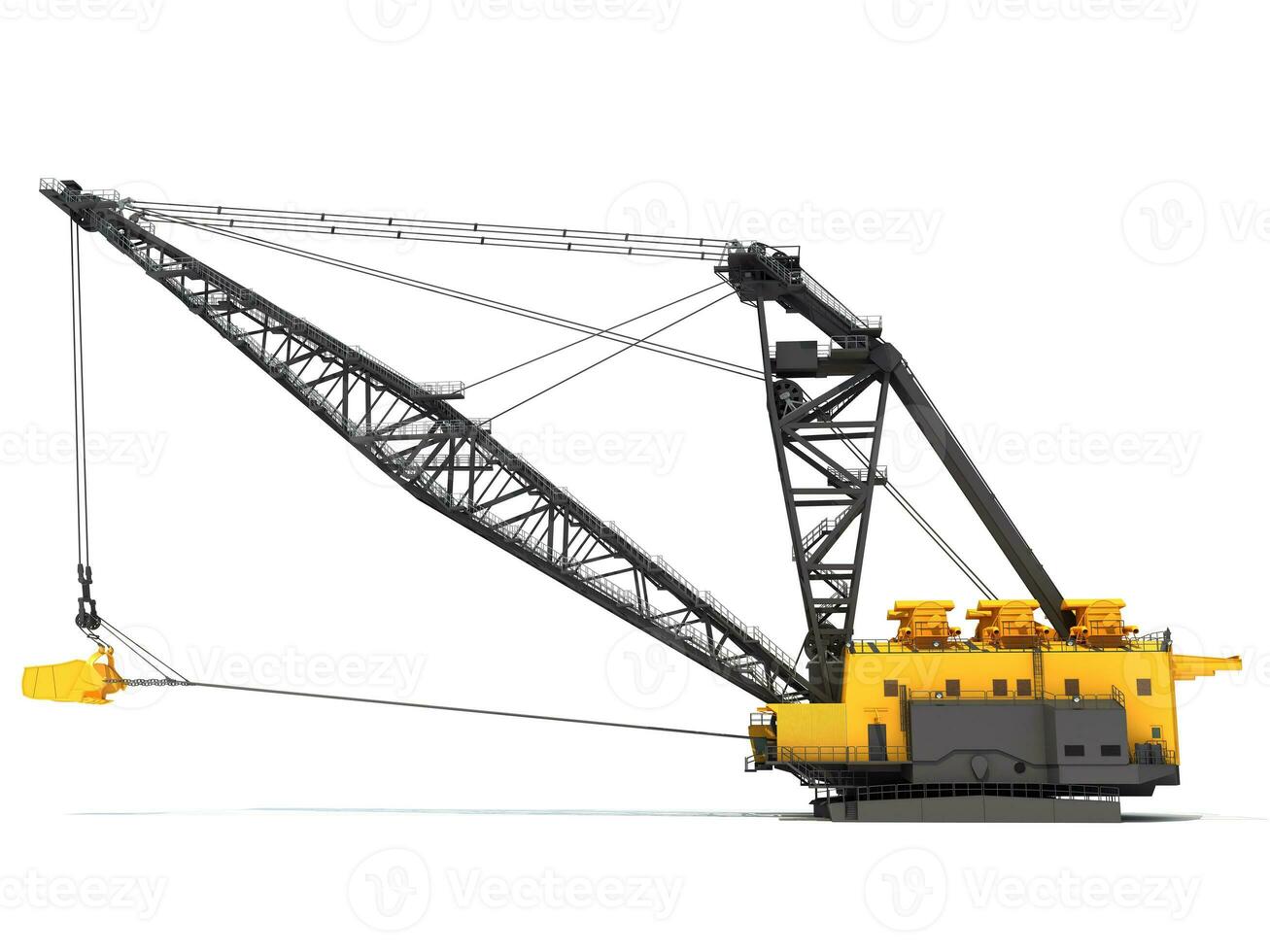 Dragline Excavator heavy construction machinery 3D rendering on white background photo