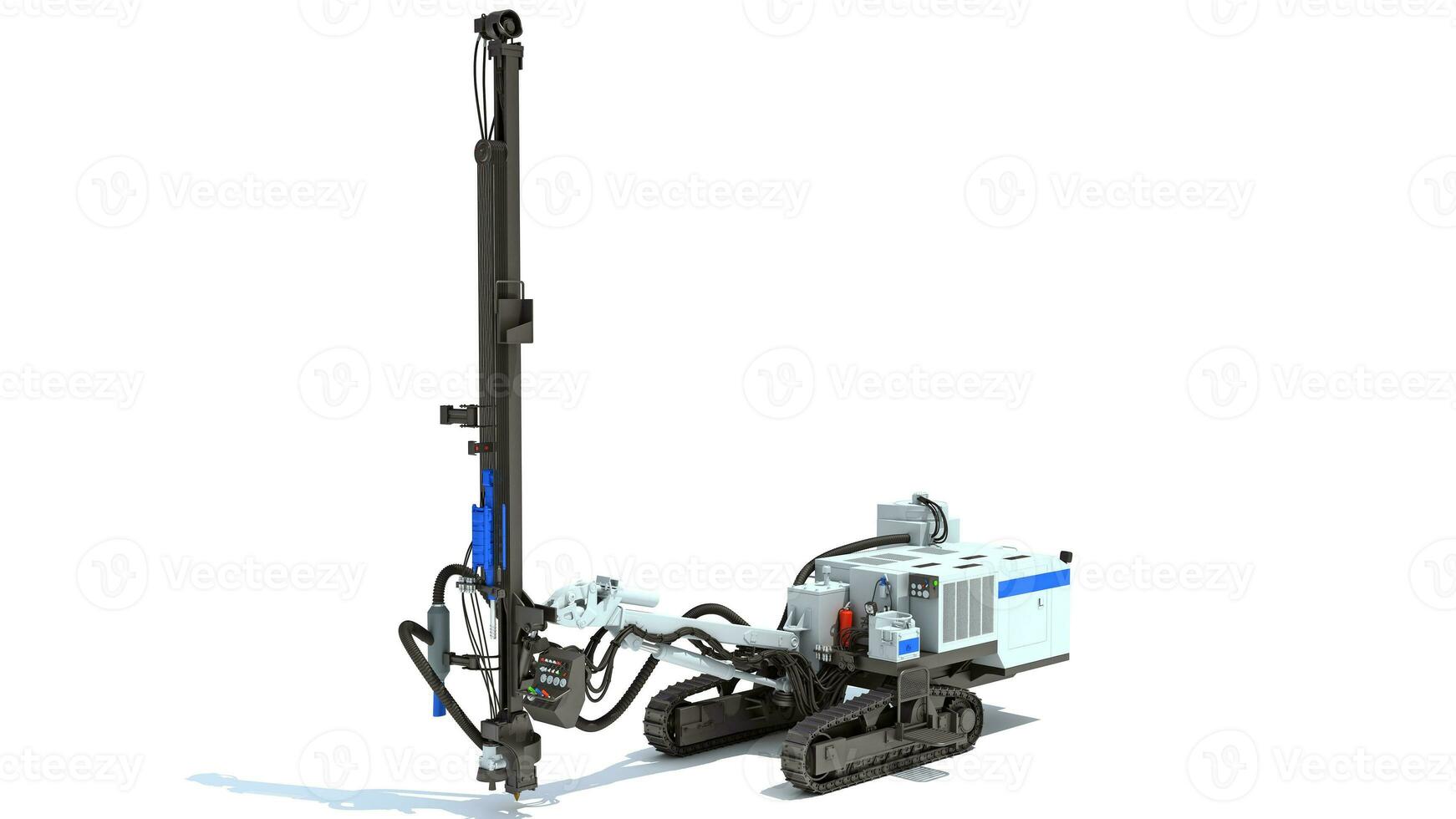 Rock Drilling Rig heavy construction machinery 3D rendering on white background photo