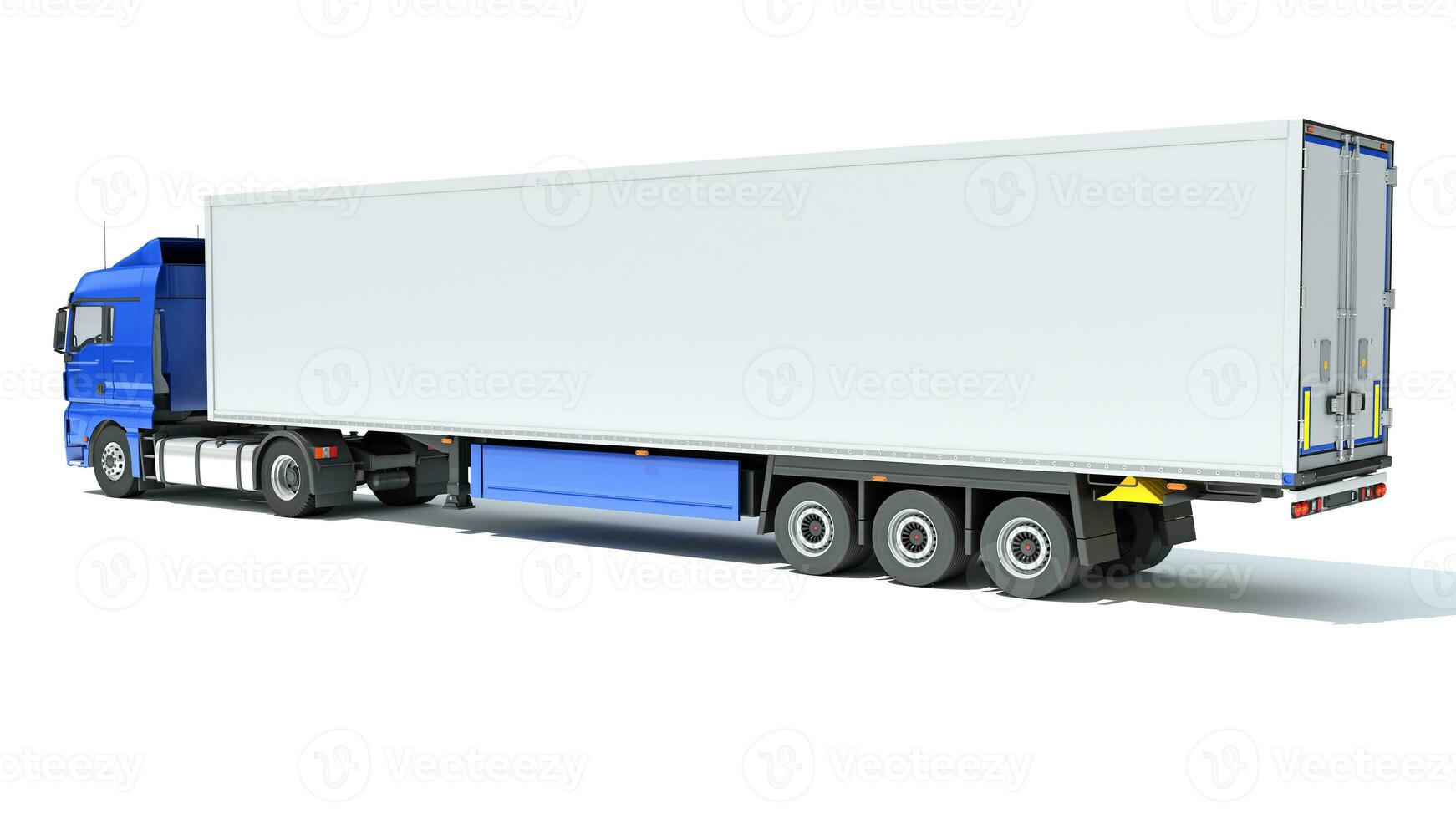 Truck with Refrigerator Trailer 3D rendering on white background photo