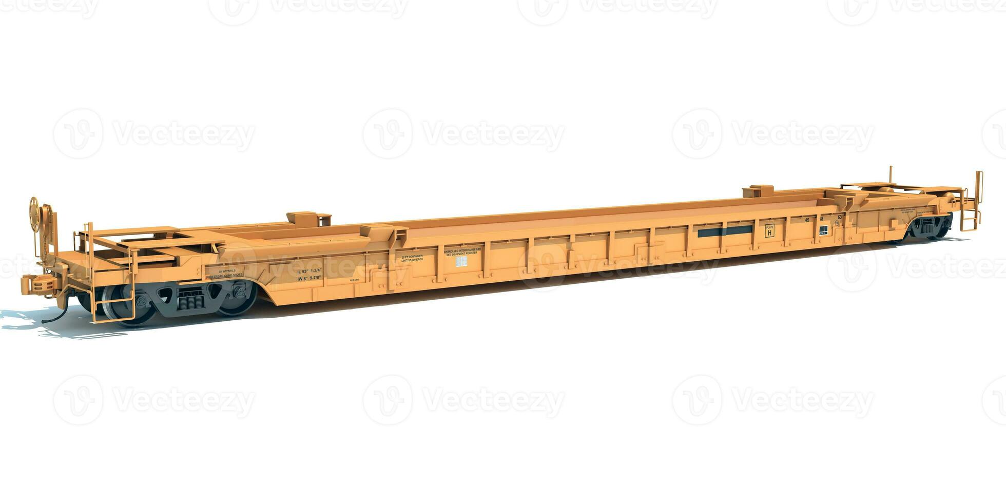 Railroad Double Stack Car 3D rendering on white background photo