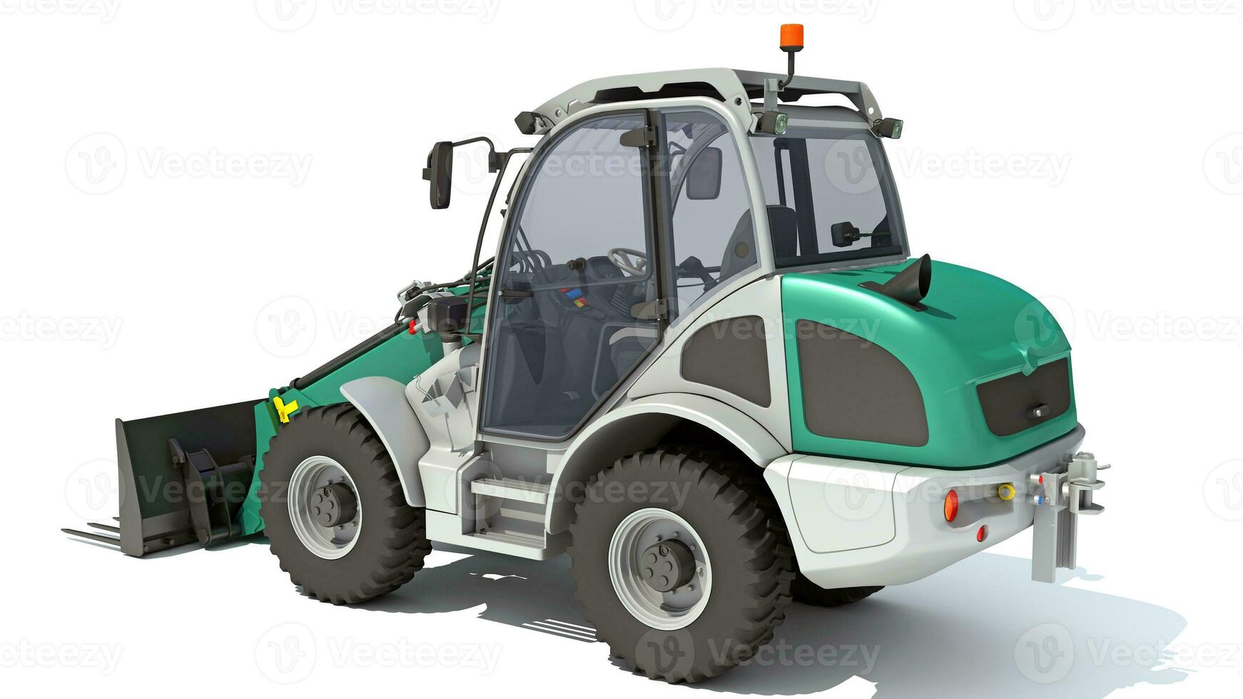 Telescopic Wheel Loader Telehandler Forklift 3D rendering on white background photo