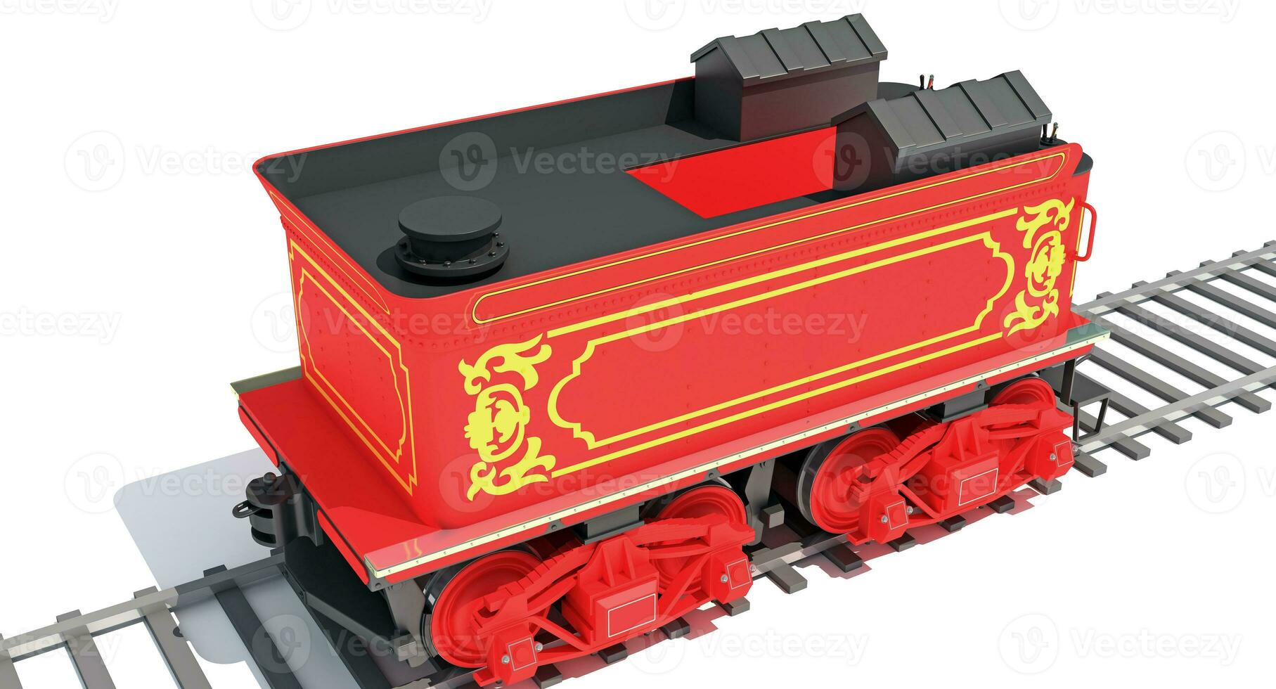 Steam Locomotive Train Tender 3D rendering on white background photo
