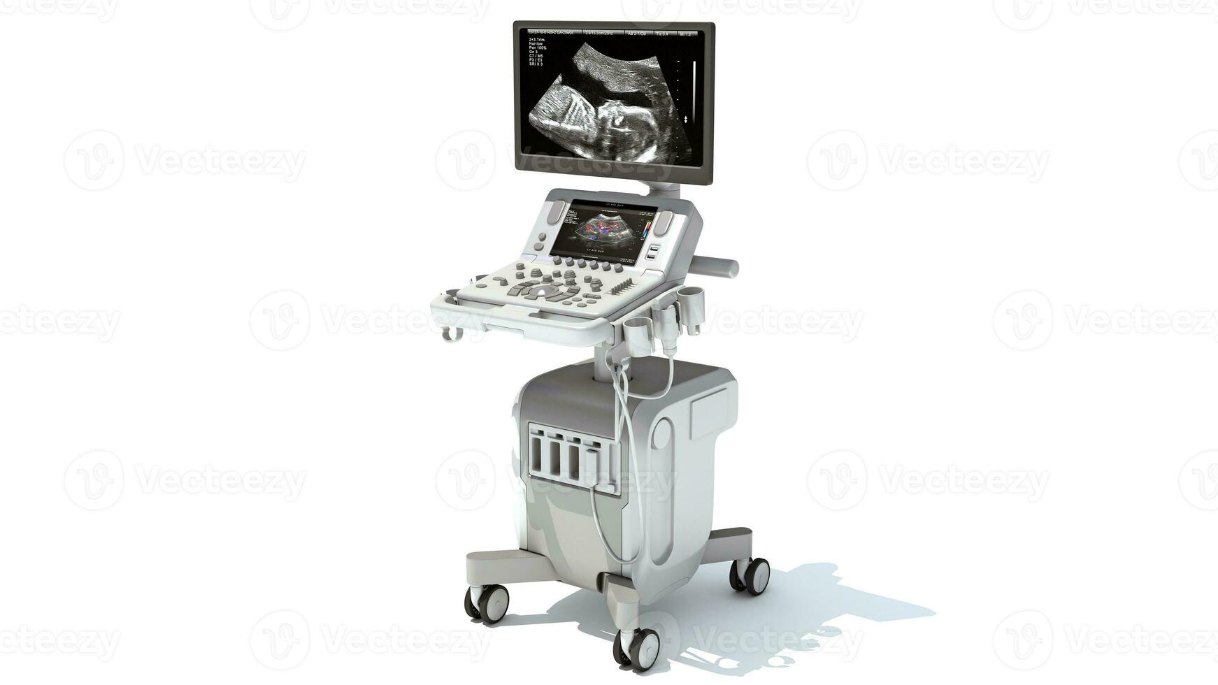 Anesthesia Respiratory Workstation Trolley medical equipment 3D rendering on white background photo