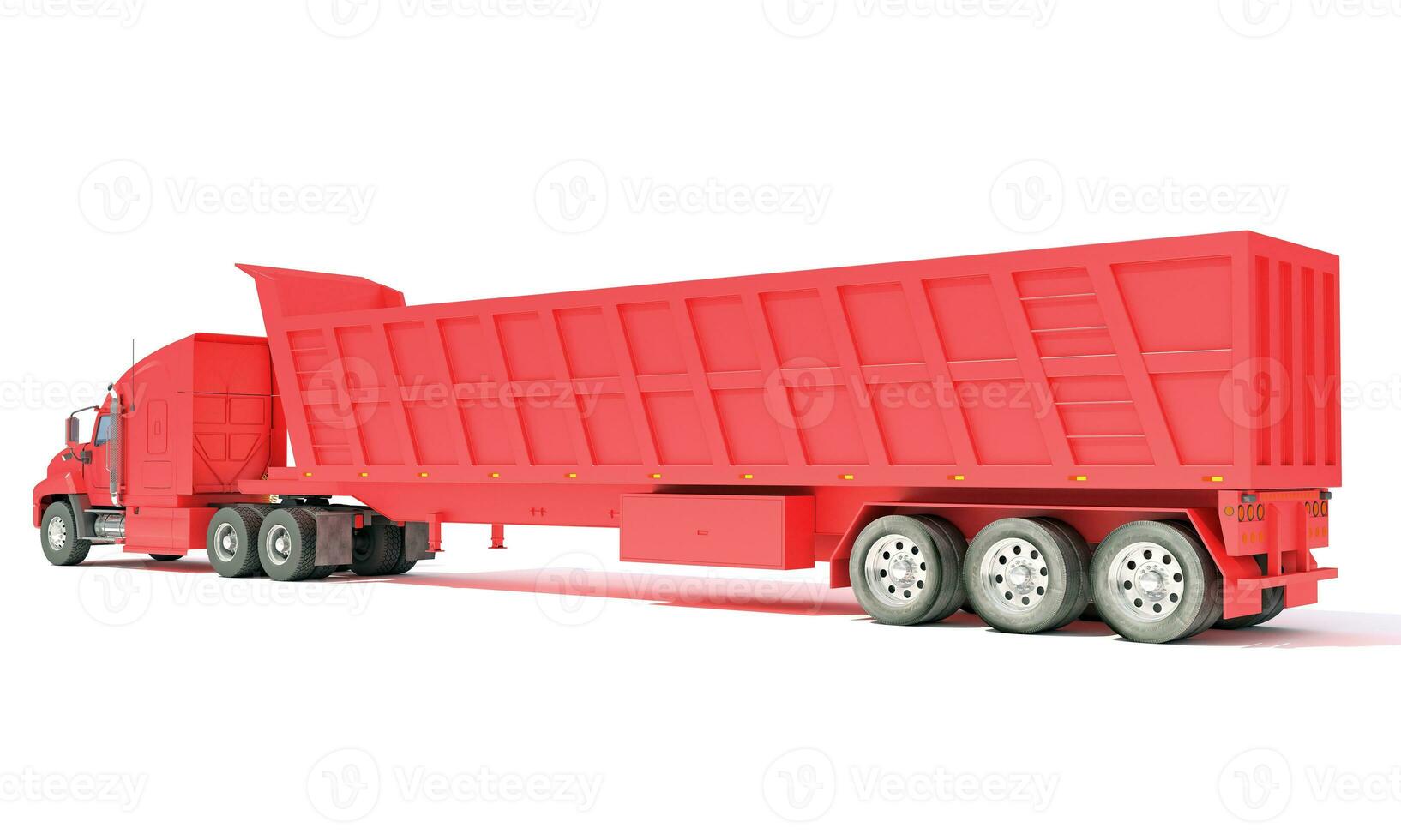 Semi Truck with Tipper Trailer 3D rendering on white background photo