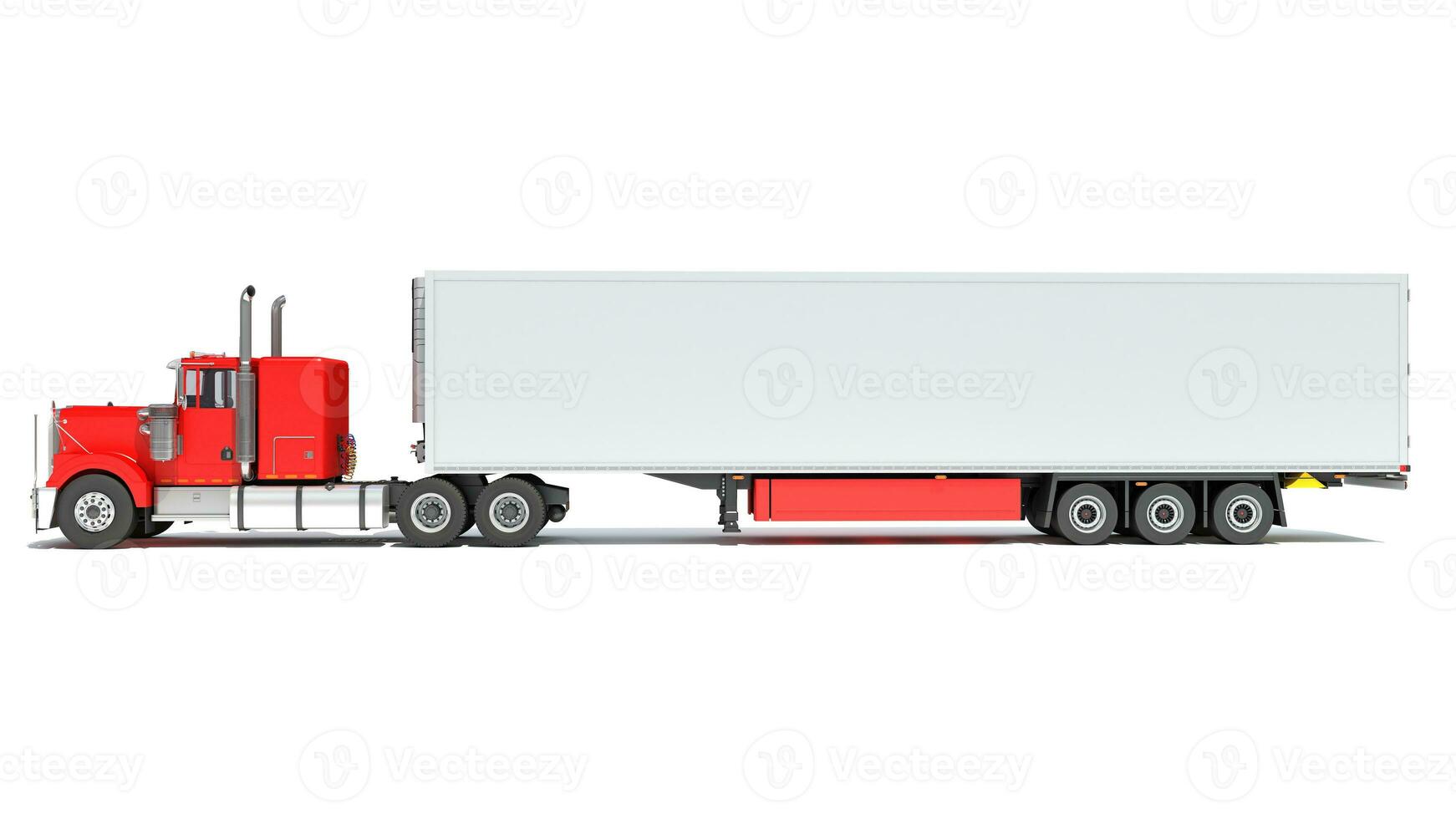 Truck with Refrigerator Trailer 3D rendering on white background photo