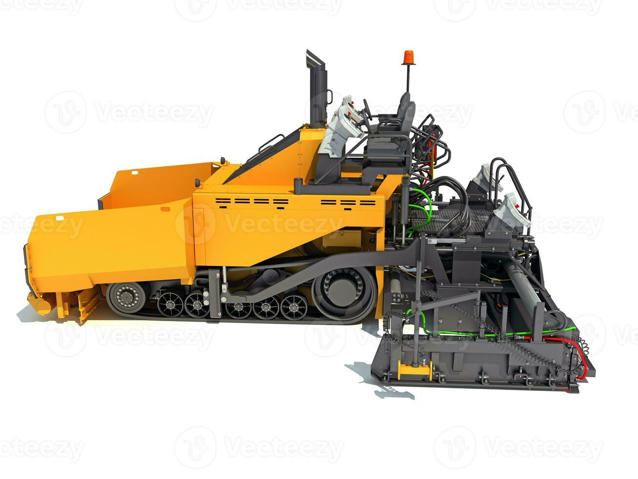 Asphalt Paver heavy construction machinery 3D rendering on white background photo