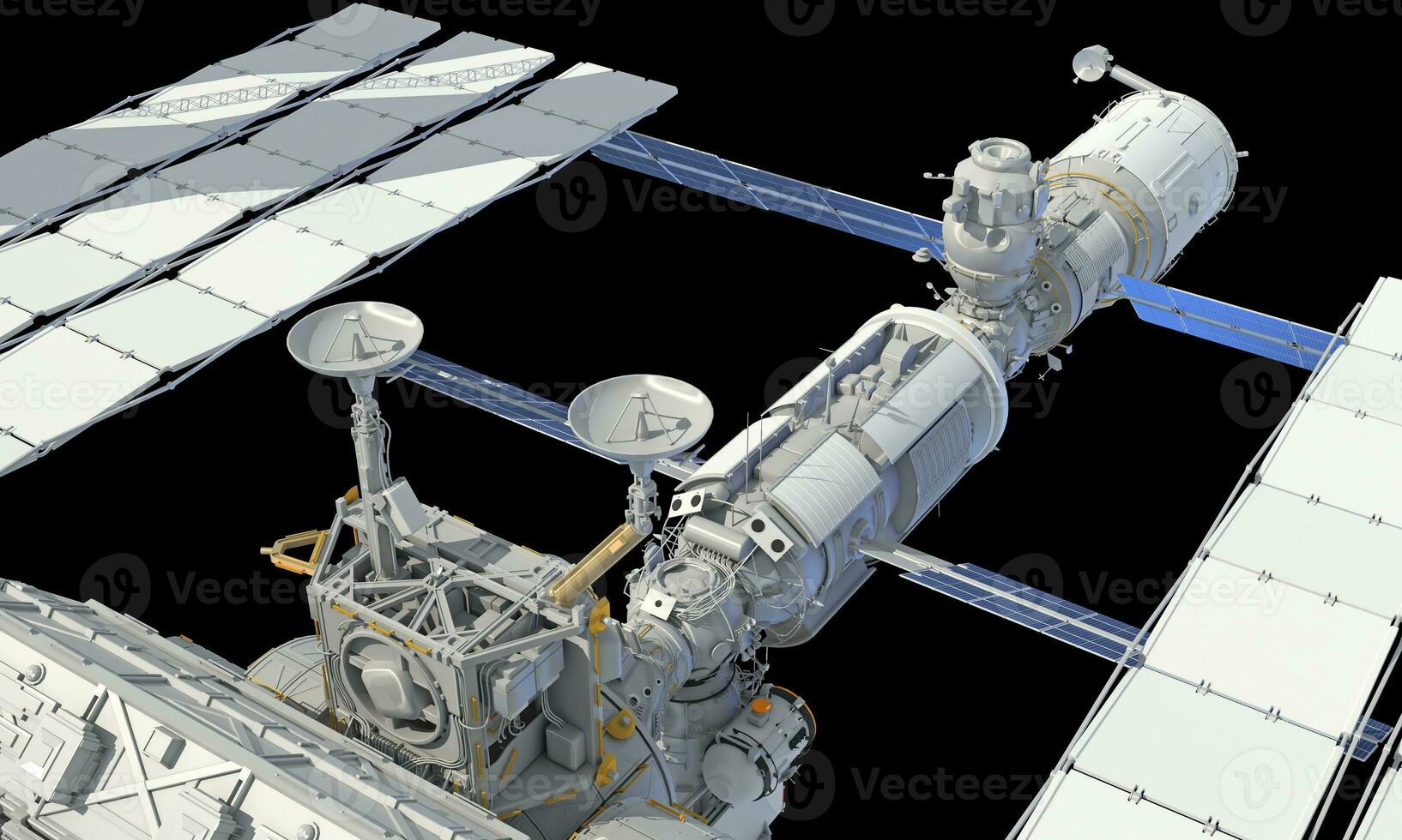 International Space Station ISS 3D rendering on black background photo