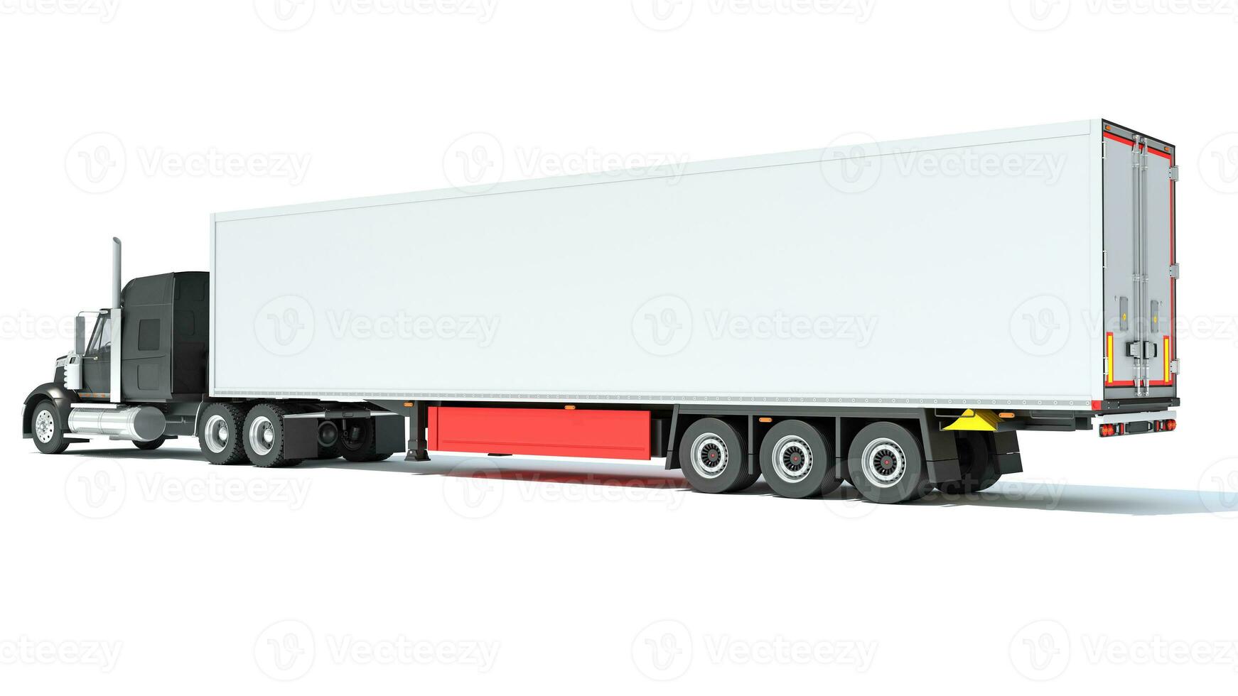 Truck with Refrigerator Trailer 3D rendering on white background photo