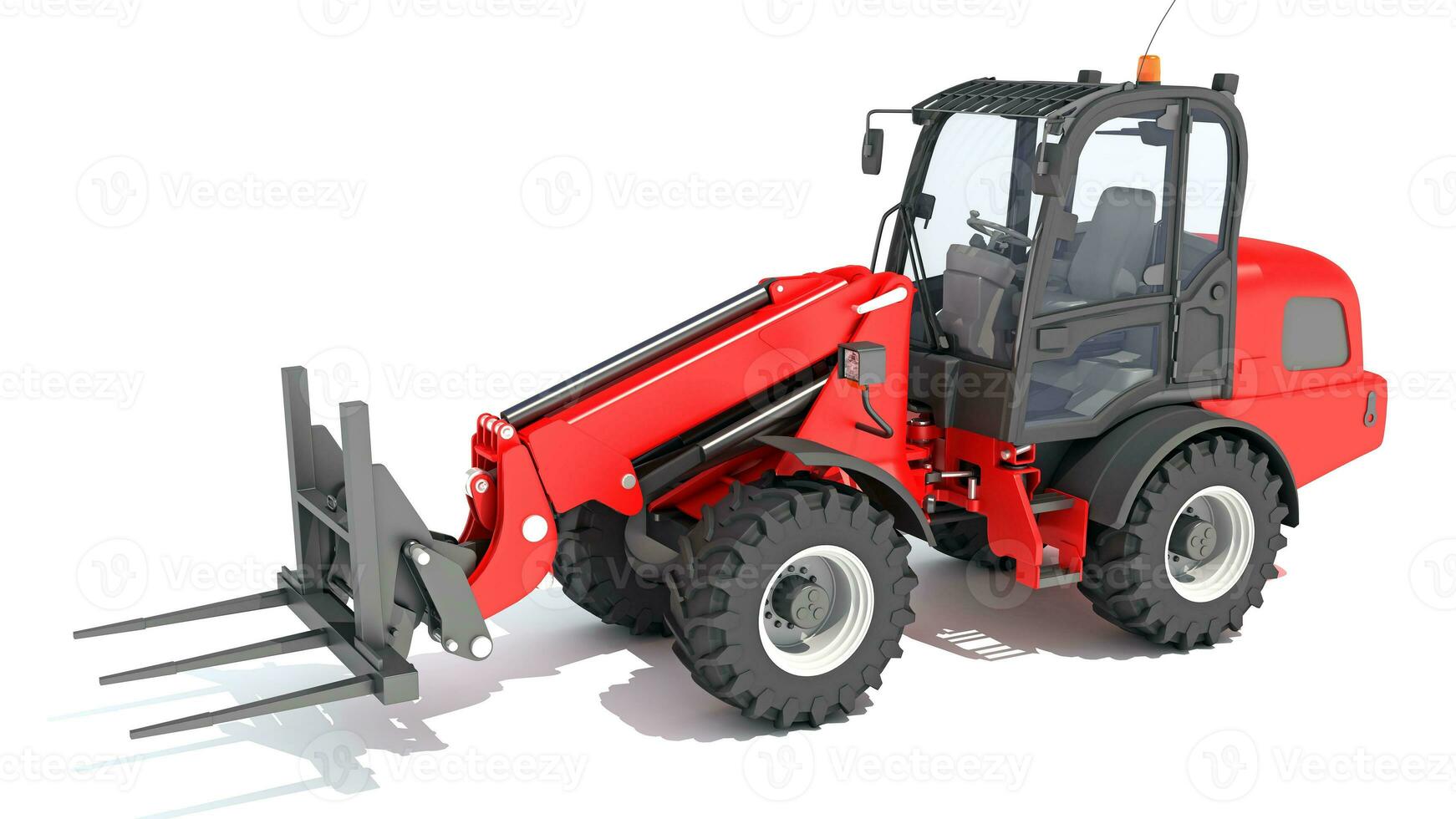 Telehandler heavy construction machinery 3D rendering on white background photo