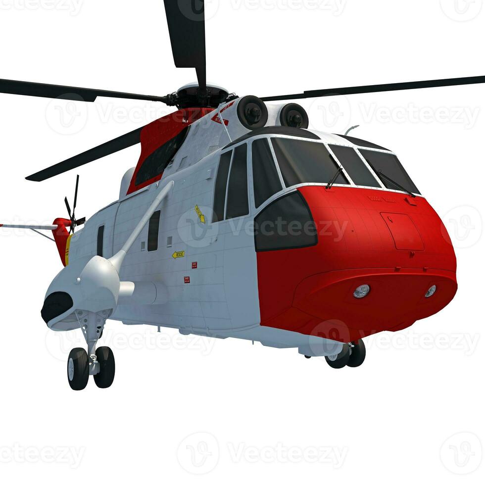 Helicopter 3D rendering on white background photo