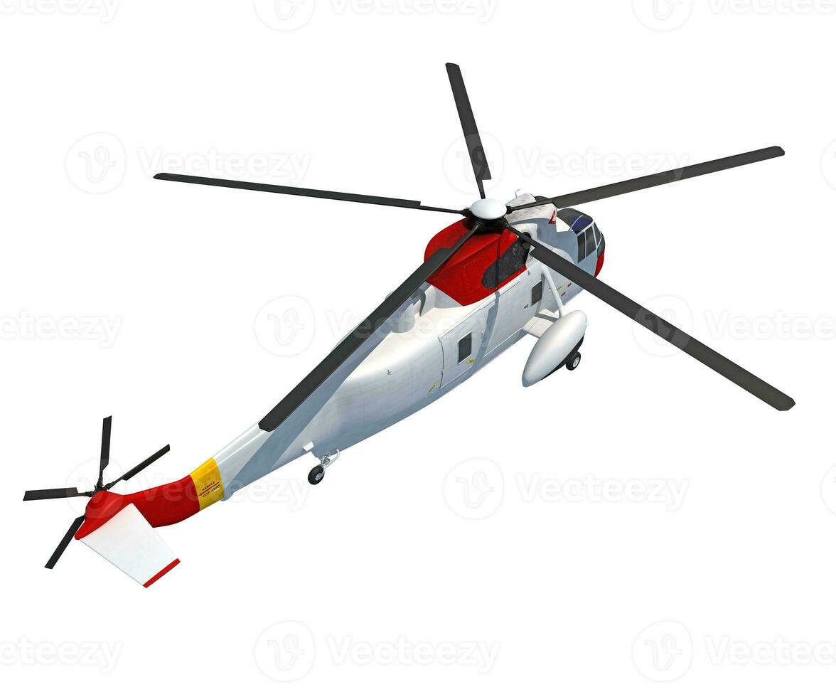Helicopter 3D rendering on white background photo