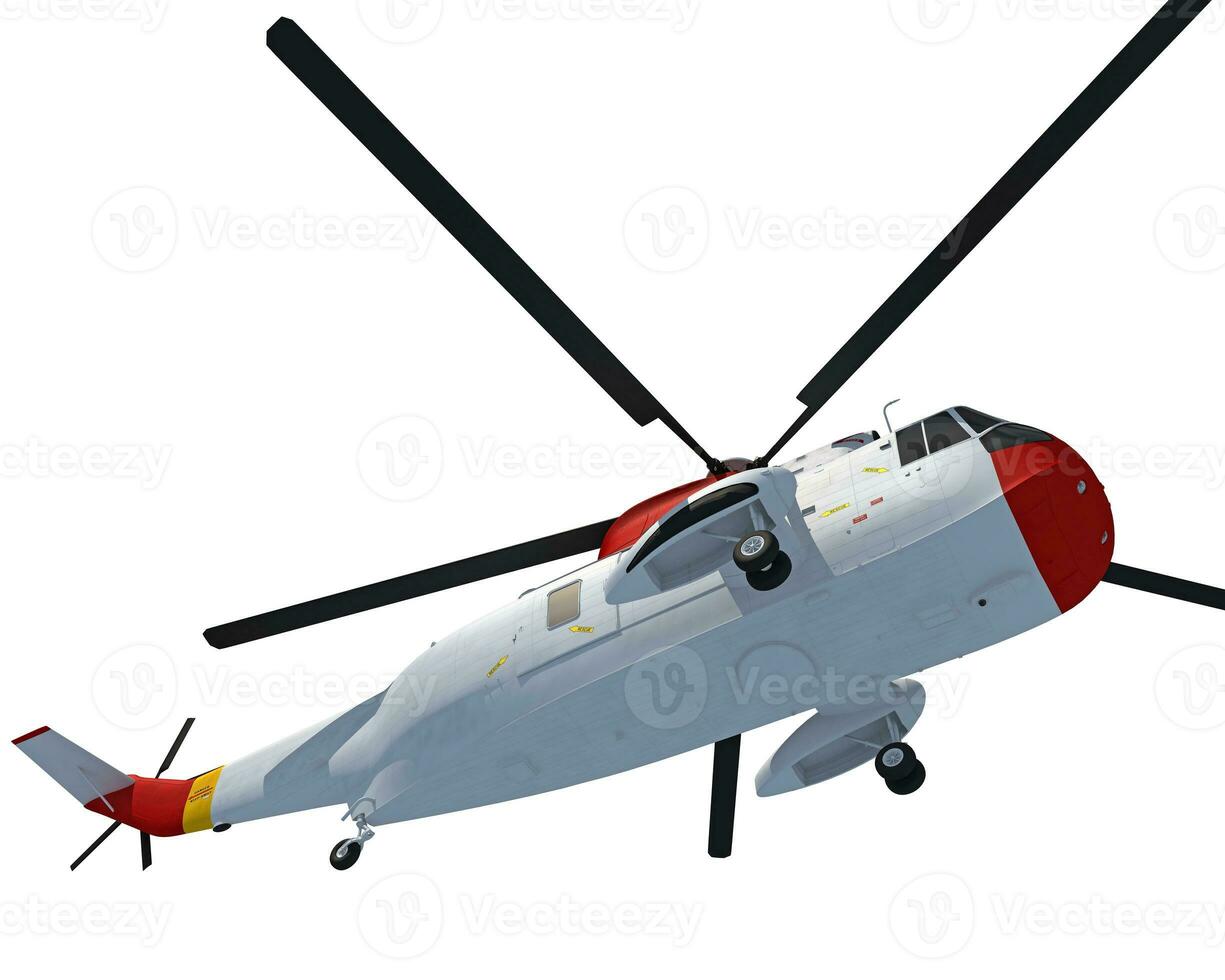 Helicopter 3D rendering on white background photo